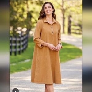 The Vermont Country Store Cotton Corduroy A-line Dress With Pockets Sz.M